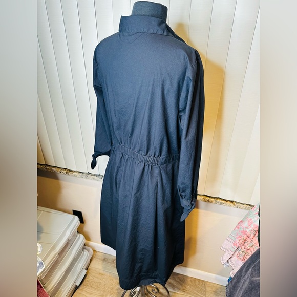 Talbots 100% Cotton Black Midi Poplin Shirtdress Size 14 - Picture 8 of 11